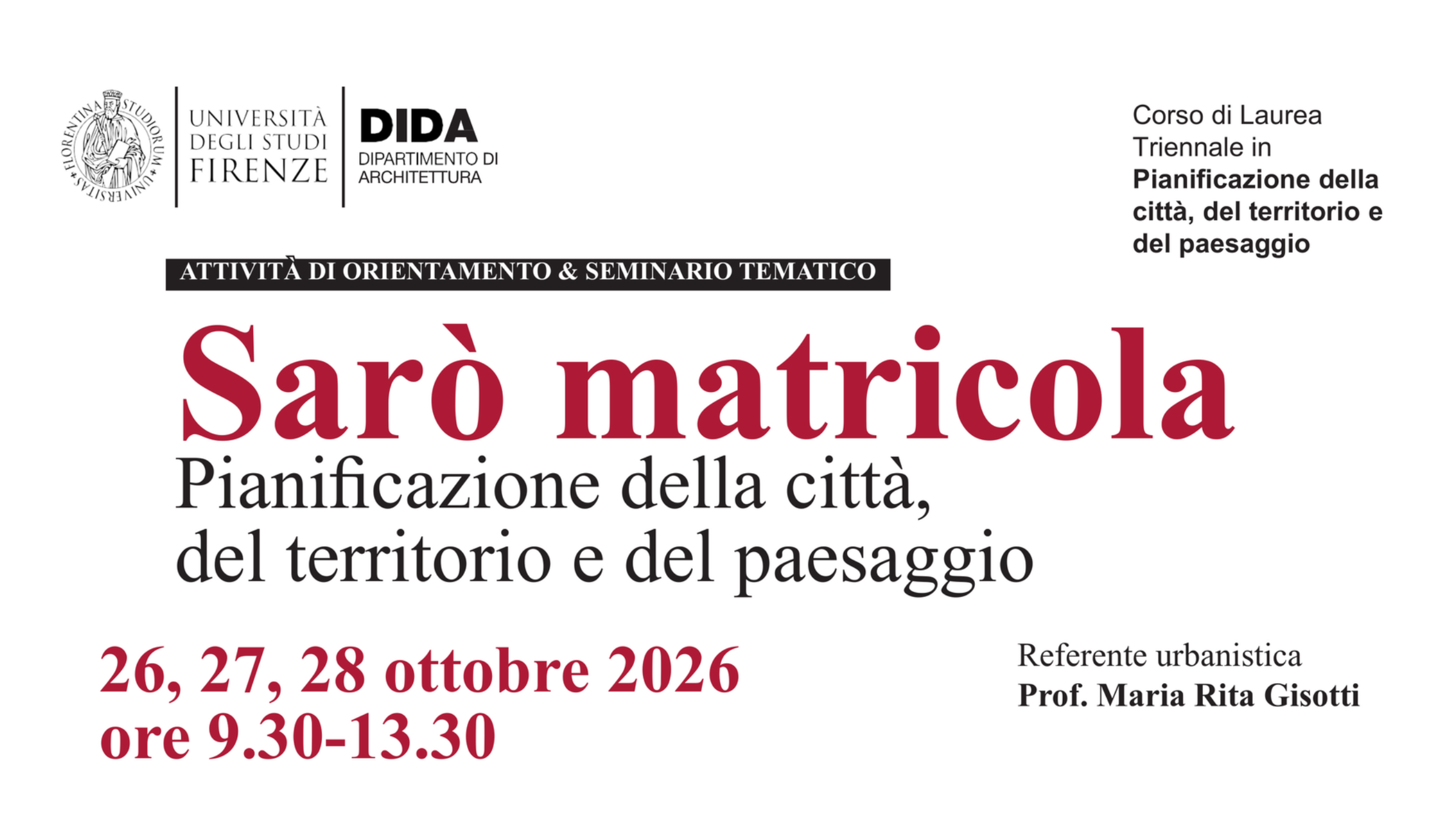 Orientamento e territorio: tre giornate dedicate alla pianificazione urbana con